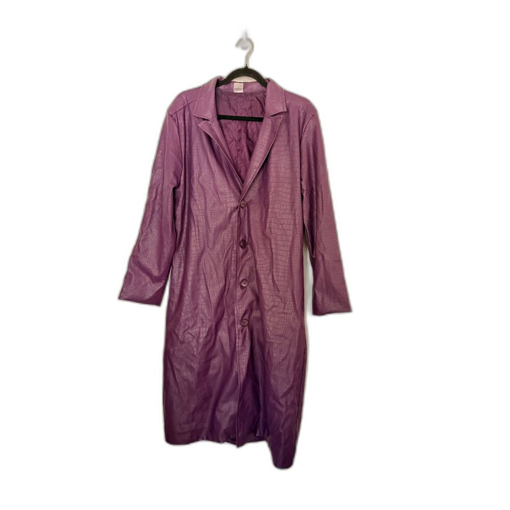 SUBVERSIVE Suicide Squad Purple Croc Embossed Faux Leather Longline Coat Size M